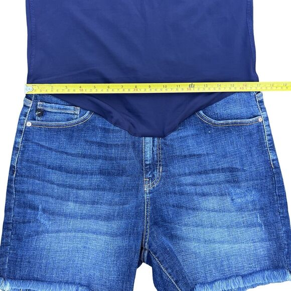 PinkBlush Kancan Women Size XL Maternity Jeans Denim Shorts Blue Distressed - Picture 9 of 16